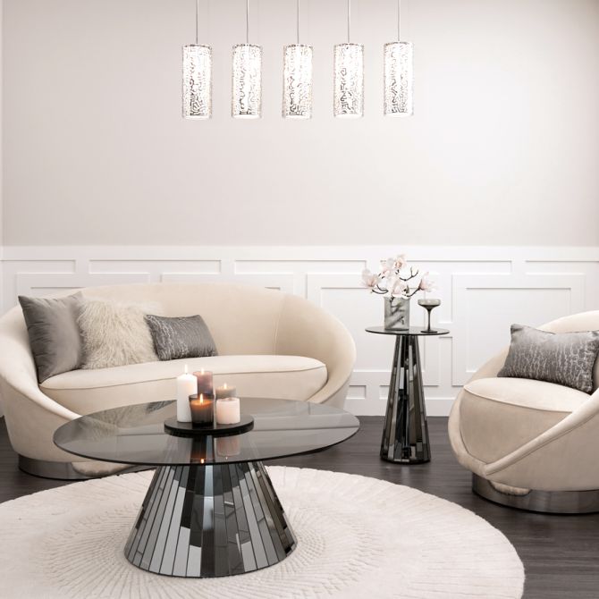 Modern Mirrored Circle Glass Coffee Table per il soggiorno contemporaneo 64x64 1
