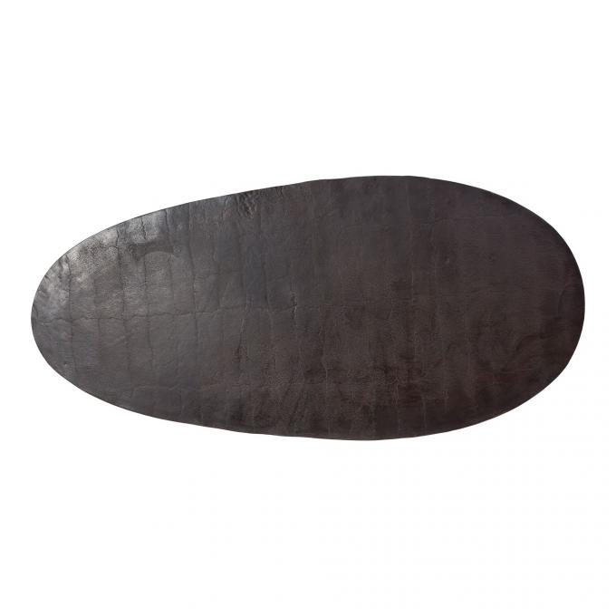 Modern Metal Top glass Tavolo da caffè ovale Marrone con gambe in acciaio inox 3