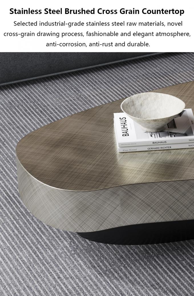 OEM Tavolo da caffè rotondo contemporaneo in acciaio inossidabile con base metallica 5