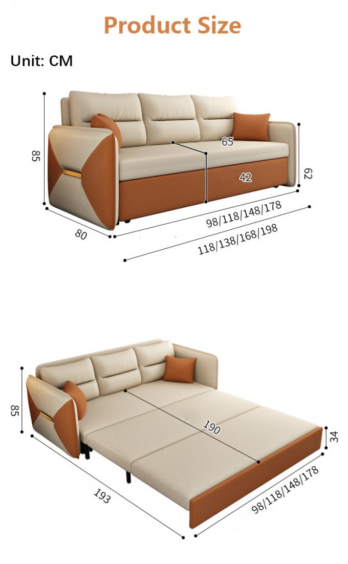 Arredamento del soggiorno Divano cableabile Letto Loveseat Sleeper Copertura in tessuto 7