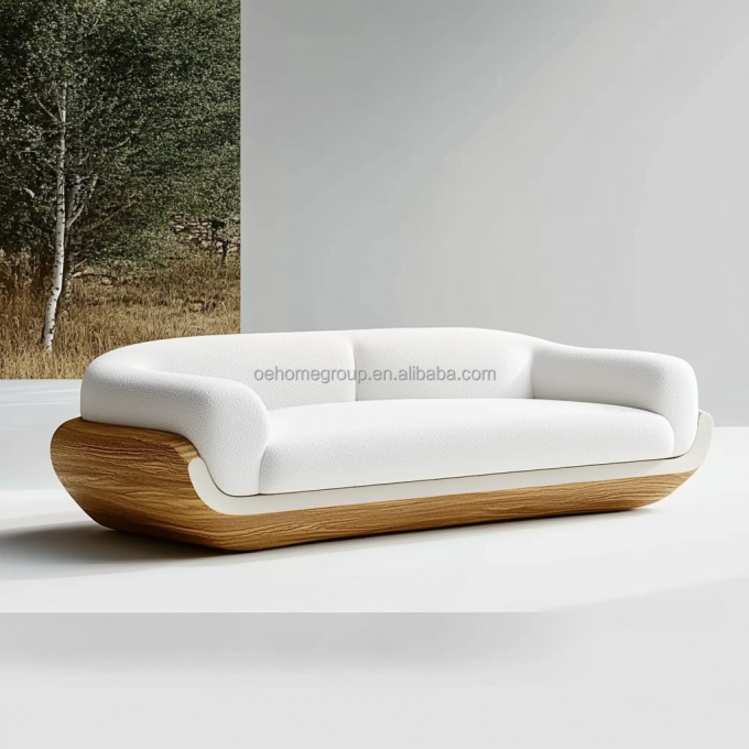 Design moderno divano modulare curvo di lusso reclinabile con base in legno di noce per mobili da camera d'albergo e interior design 3