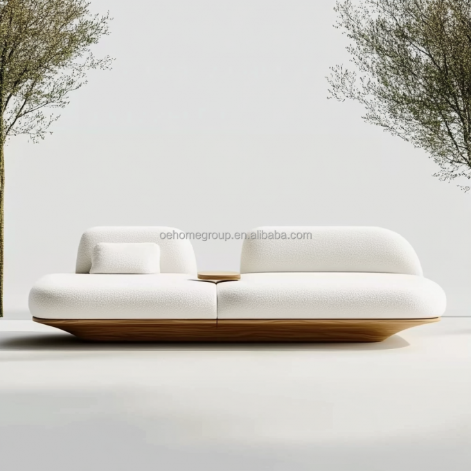 Design moderno divano modulare curvo di lusso reclinabile con base in legno di noce per mobili da camera d'albergo e interior design 5