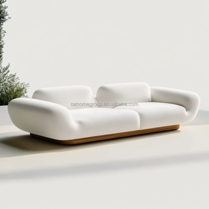 Design moderno divano modulare curvo di lusso reclinabile con base in legno di noce per mobili da camera d'albergo e interior design 6