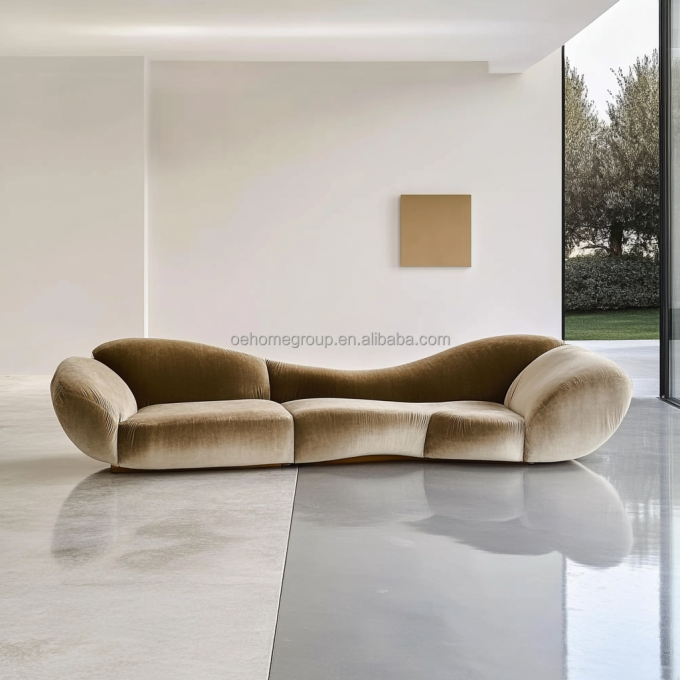 Divano angolare in velluto stile moderno per soggiorno, a forma di U, hotel, lusso leggero, combinazione modulare 1