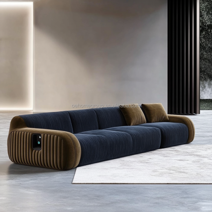 Divano angolare in velluto stile moderno per soggiorno, a forma di U, hotel, lusso leggero, combinazione modulare 2