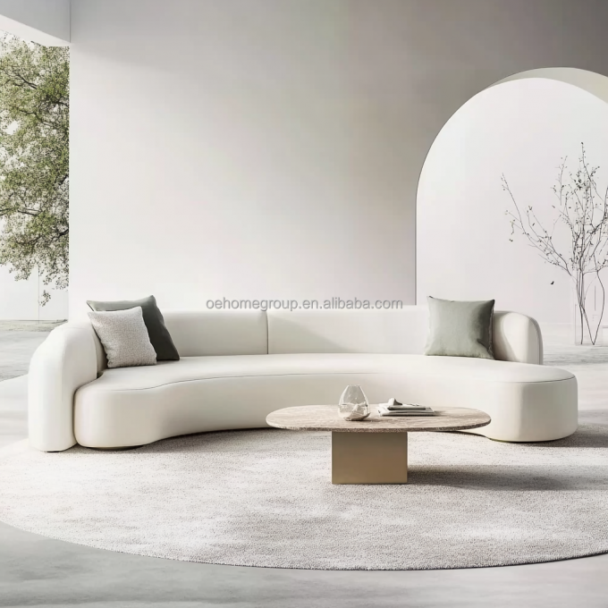 Arredamento a schiena a doppio sedile in stile tufted divano bianco amore con cuscino in tessuto a luna di legno hotel must-have 4
