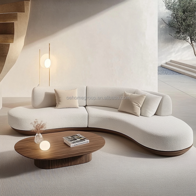 Divano angolare moderno con schienale trapuntato, pavimento in legno di noce e design angolare con gambe sagomate speciali e tecnologia Concubina Imperiale 2