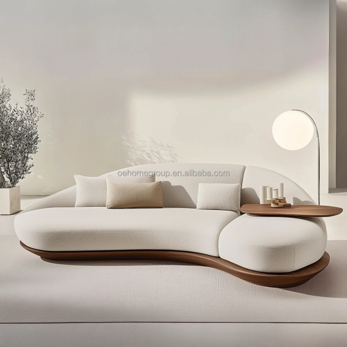Divano angolare moderno con schienale trapuntato, pavimento in legno di noce e design angolare con gambe sagomate speciali e tecnologia Concubina Imperiale 4