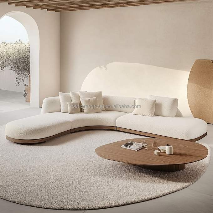 2 Divano a colori di noce in stile Wabi-sabi giapponese per il design del soggiorno moderno e il set di mobili per la casa 2