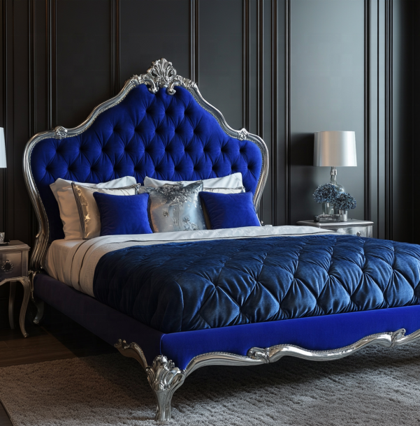 Eleganti mobili per camere da letto classici Set con testa di specchio King Size e materiale moderno MDF 3