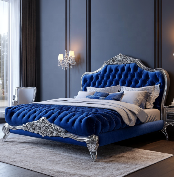 Eleganti mobili per camere da letto classici Set con testa di specchio King Size e materiale moderno MDF 4