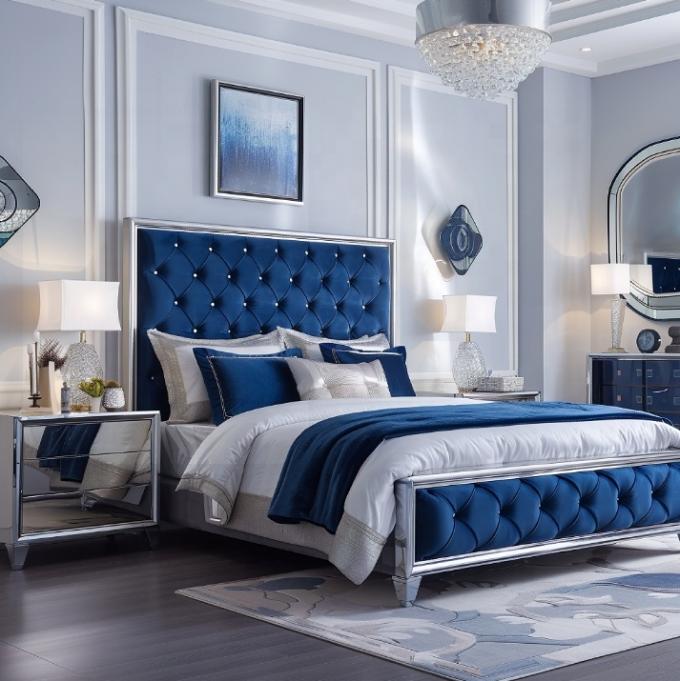Eleganti mobili per camere da letto classici Set con testa di specchio King Size e materiale moderno MDF 5
