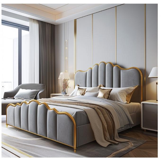 Hall Moderno in Pelle Master Bed Letto Matrimoniale in Legno Massello con Contenitore Struttura Letto in Pelle Italiana per Arredamento Casa Hotel Appartamento 3
