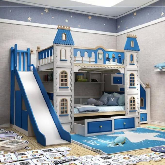 Mobili da letto blu da non perdere legno massello e MDF Letto a tappeto per ragazzi in blu 4