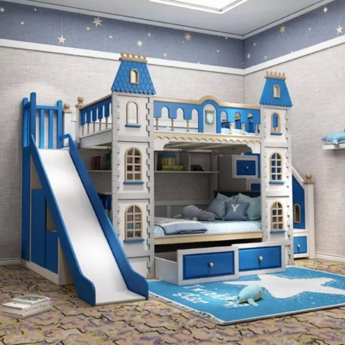 Mobili da letto blu da non perdere legno massello e MDF Letto a tappeto per ragazzi in blu 5
