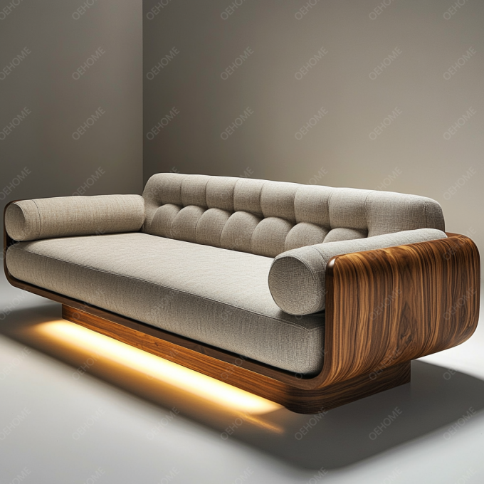 Divano Chesterfield in stile europeo minimalista per soggiorno, moderno, con gambe in legno bianco, set con colore personalizzato e design di lusso 4