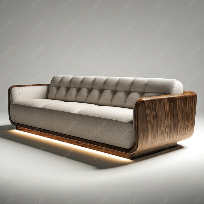 Divano Chesterfield in stile europeo minimalista per soggiorno, moderno, con gambe in legno bianco, set con colore personalizzato e design di lusso 5