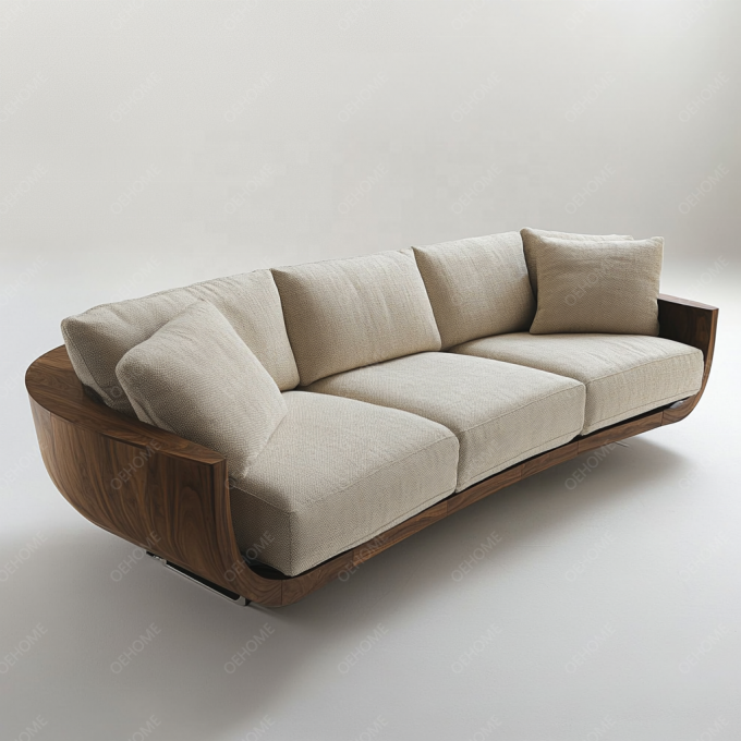 Divano Chesterfield in stile europeo minimalista per soggiorno, moderno, con gambe in legno bianco, set con colore personalizzato e design di lusso 7