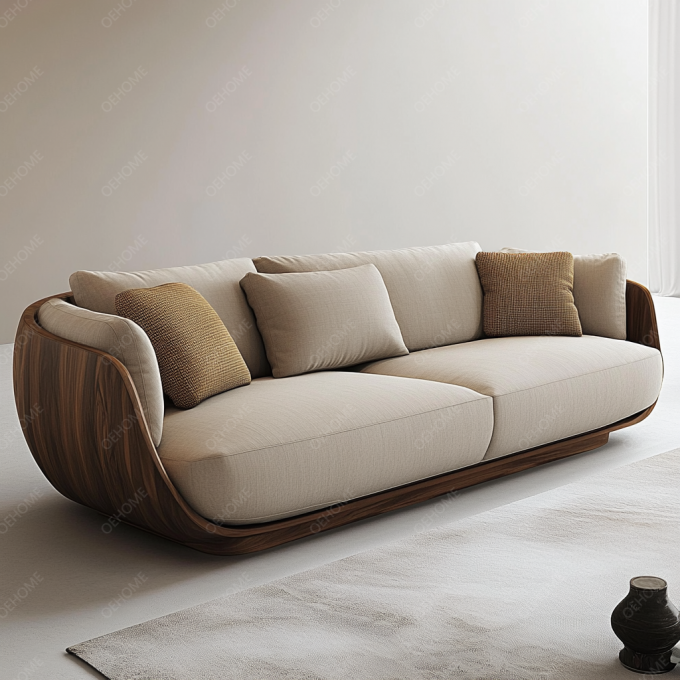 Divano Chesterfield in stile europeo minimalista per soggiorno, moderno, con gambe in legno bianco, set con colore personalizzato e design di lusso 8
