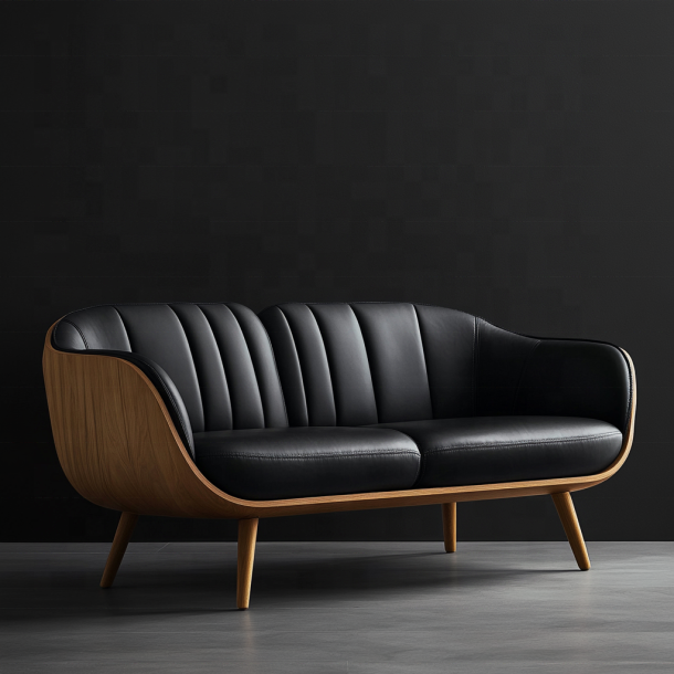 Elegante divano componibile in legno con estremità, design italiano, moderno, per soggiorno, villa, con lussuosa pelle vera e mobili 4