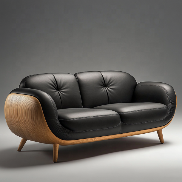 Elegante divano componibile in legno con estremità, design italiano, moderno, per soggiorno, villa, con lussuosa pelle vera e mobili 5