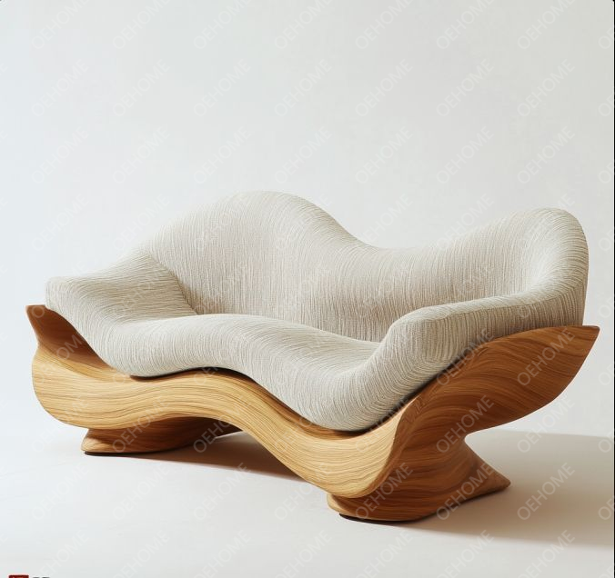 Mobili da giardino curvi Soggiorno Divano in legno con design moderno e opzioni personalizzabili 3