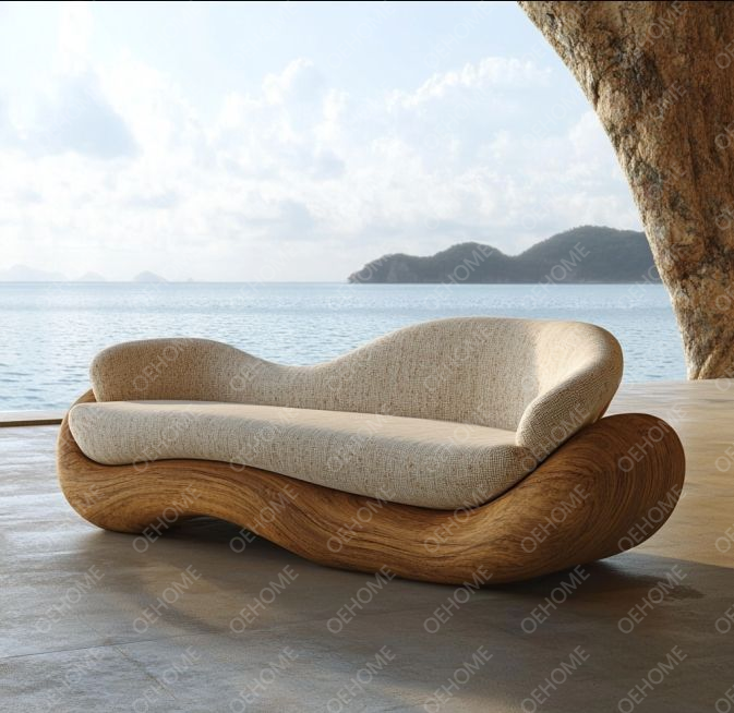 Mobili da giardino curvi Soggiorno Divano in legno con design moderno e opzioni personalizzabili 4