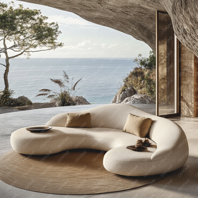 Mobili da giardino curvi Soggiorno Divano in legno con design moderno e opzioni personalizzabili 5
