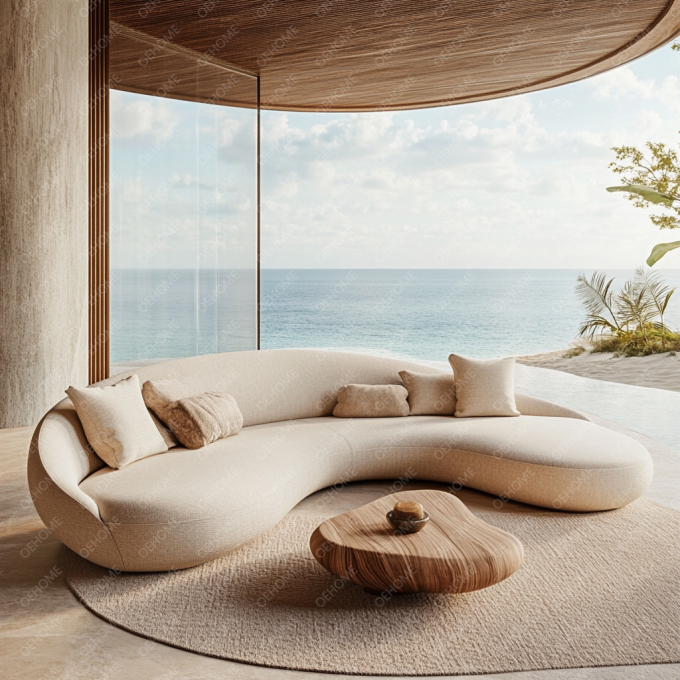 Mobili da giardino curvi Soggiorno Divano in legno con design moderno e opzioni personalizzabili 7
