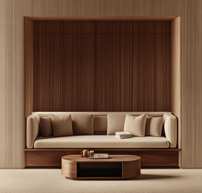 Divano Combinato in Pelle Moderna Italiana per Soggiorno con Elegante Design Europeo in Legno e Imbottitura in Spugna 3