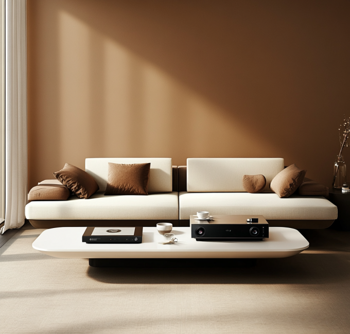 Divano Combinato in Pelle Moderna Italiana per Soggiorno con Elegante Design Europeo in Legno e Imbottitura in Spugna 6