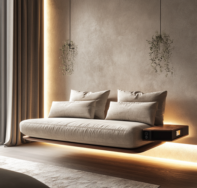 Divano Combinato in Pelle Moderna Italiana per Soggiorno con Elegante Design Europeo in Legno e Imbottitura in Spugna 7