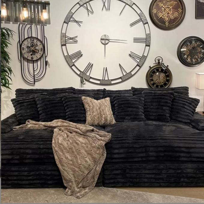 Divano componibile con chaise longue in tessuto di velluto a coste moderno, divano letto per cinema porta a porta per soggiorno contemporaneo 1