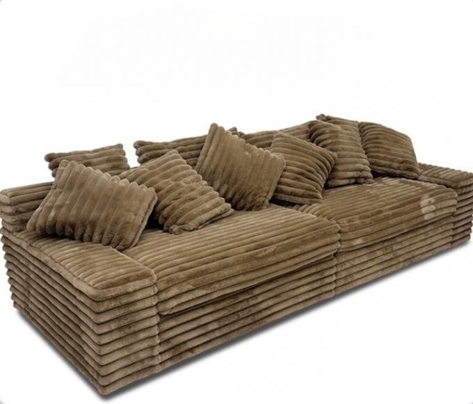 Divano componibile con chaise longue in tessuto di velluto a coste moderno, divano letto per cinema porta a porta per soggiorno contemporaneo 5