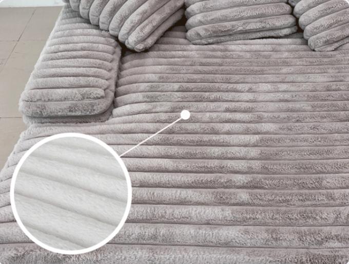 Divano componibile con chaise longue in tessuto di velluto a coste moderno, divano letto per cinema porta a porta per soggiorno contemporaneo 6
