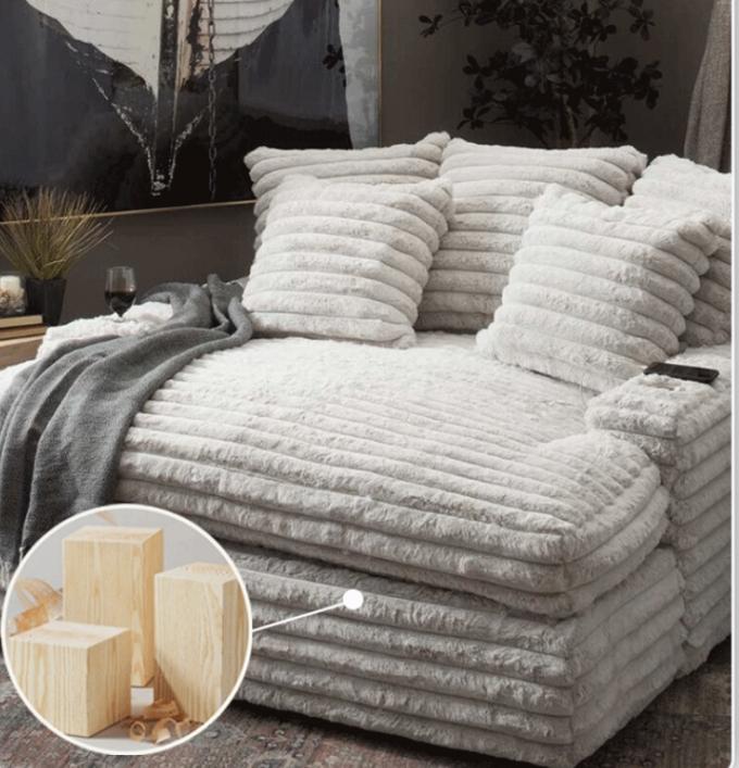Divano componibile con chaise longue in tessuto di velluto a coste moderno, divano letto per cinema porta a porta per soggiorno contemporaneo 8