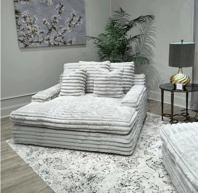 Divano componibile con chaise longue in tessuto di velluto a coste moderno, divano letto per cinema porta a porta per soggiorno contemporaneo 9