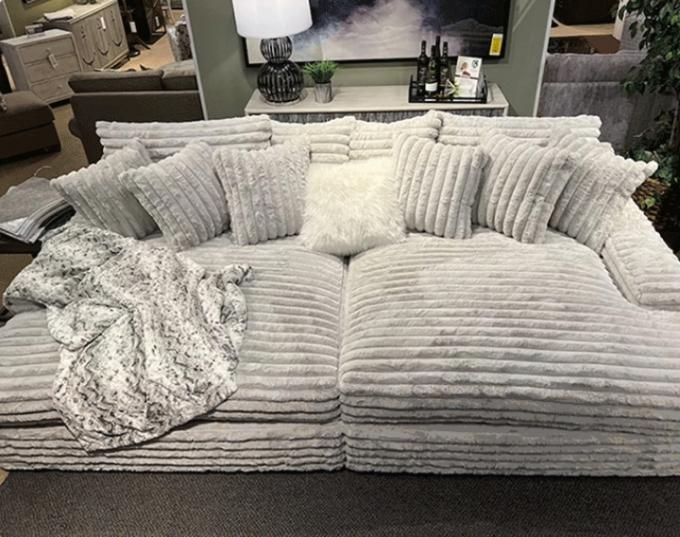 Divano componibile con chaise longue in tessuto di velluto a coste moderno, divano letto per cinema porta a porta per soggiorno contemporaneo 10