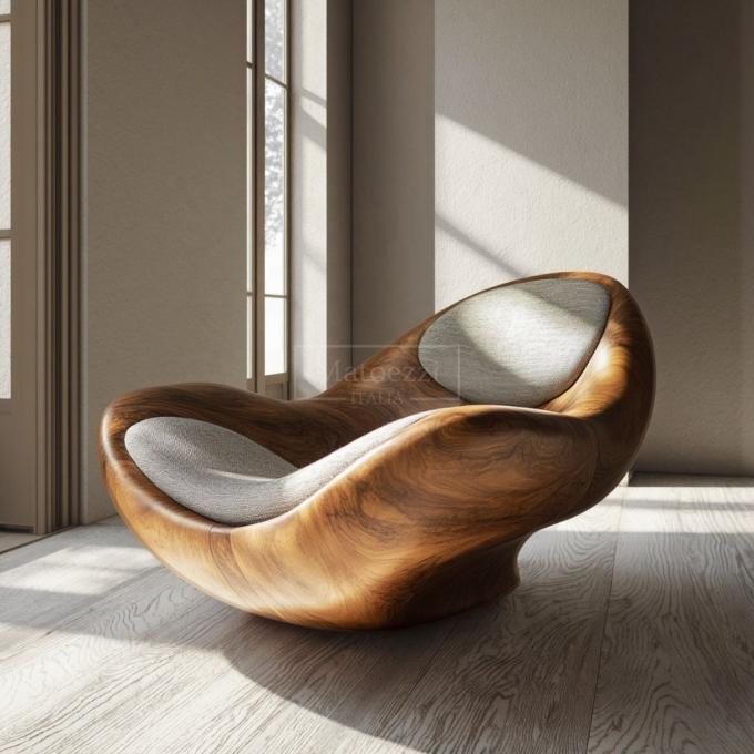 Materiale di rivestimento moderno minimalista poltrona reclinabile forma unica sedia in legno massello per il tempo libero per la casa, hotel, ufficio, bar 4