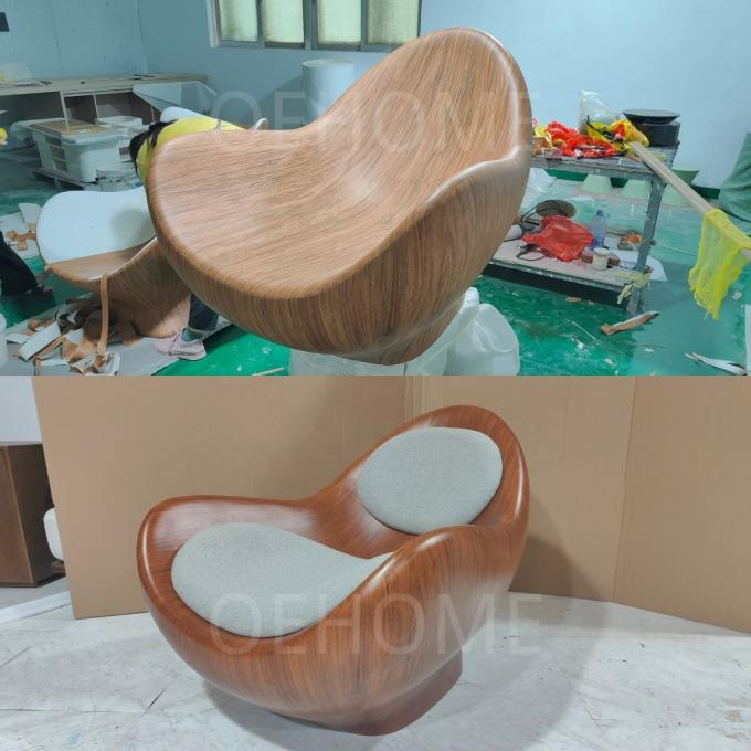 Materiale di rivestimento moderno minimalista poltrona reclinabile forma unica sedia in legno massello per il tempo libero per la casa, hotel, ufficio, bar 5
