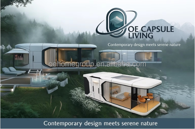Casa prefabbricata Hotel di lusso Villa modulare 2 camere Case prefabbricate Edificio prefabbricato Capsula spaziale Cabine prefabbricate 3