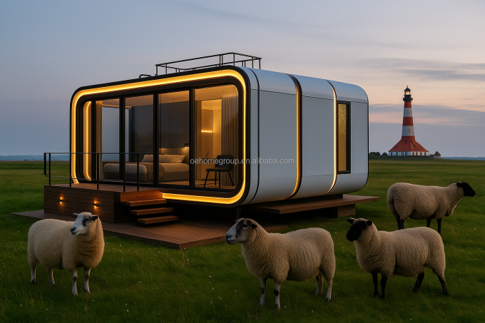 Casa container moderna di lusso da 20 piedi, piccola struttura prefabbricata in acciaio residenziale per hotel, ville e appartamenti 6