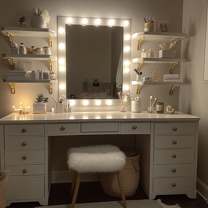 Specchio Trucco con Luci Specchio Cosmetico con 15 Lampadine LED Dimmerabili 18