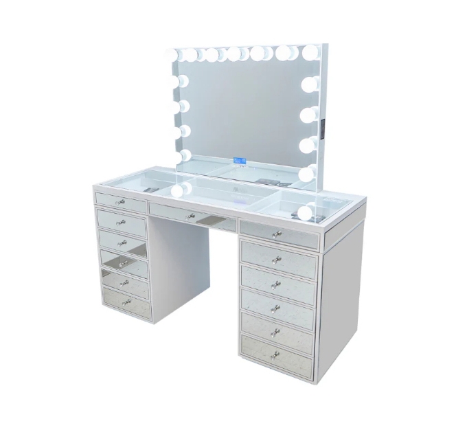 Tavolo da spogliatoio Specchio Maquillatore Tavolo Moderno Camera da letto Stoccaggio Maquillatore Tavolo Vanità 20