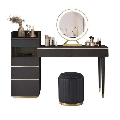 Tavolo per cameriera in camera da letto Modern Dresser Desk con specchio a LED e cassettiere MDF