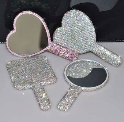 Rhinestone Heart Travel Portable Vanity Mirror Makeup Light Up per il trucco