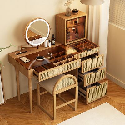 Massello legno angolo trucco Vanity Set camerino Specchio rotabile
