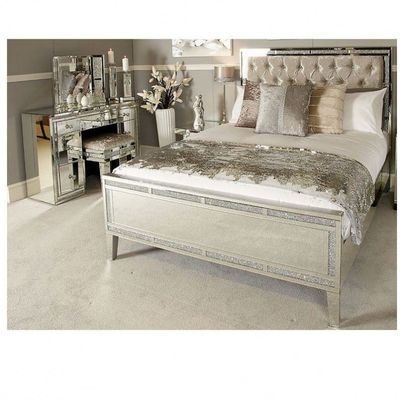 Modern Gold Finish Velvet King Bed Queen Bedroom Set Arredamento 2021