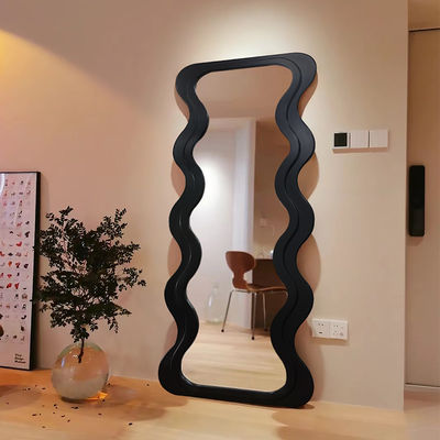 OEM pavimento ondulato specchio in piedi nero cornice in legno decorato