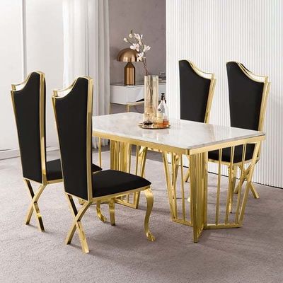Tavolo da pranzo in marmo di onico personalizzato Sedile da ufficio a telaio in pietra di marmo di acciaio